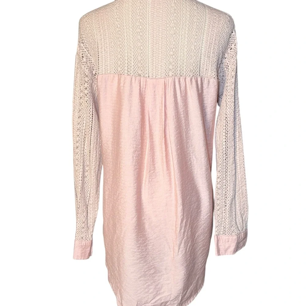 Southern Grace Light Pink Lace Button-Down Shirt S Romantic - Picture 4 of 8